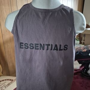 Essentials Logo Tank in Dark Brown with Black Lettering